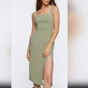 NWT Olive Green Square Neck Midi Dress